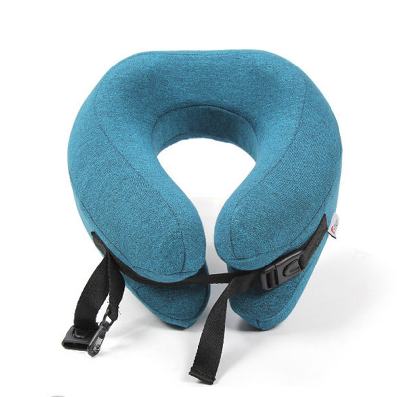Travel neck pillow with adjustable strap